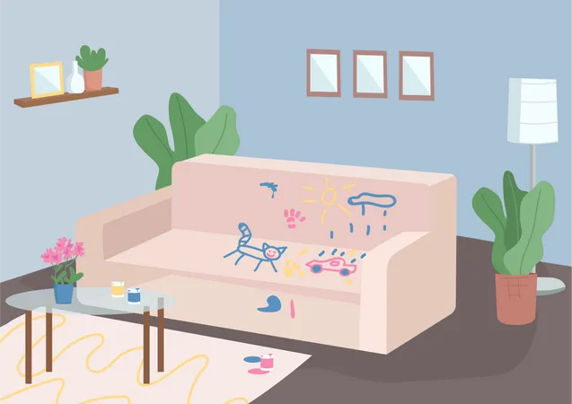 Messy living room Illustration