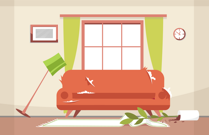 Messy sitting-room  Illustration