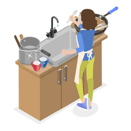 Messy vs Clean Kitchen  Illustration