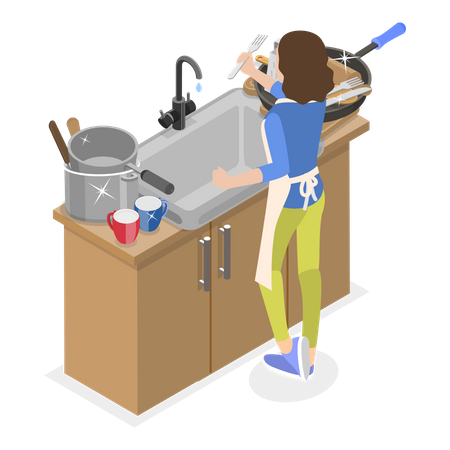 Messy vs Clean Kitchen  일러스트레이션