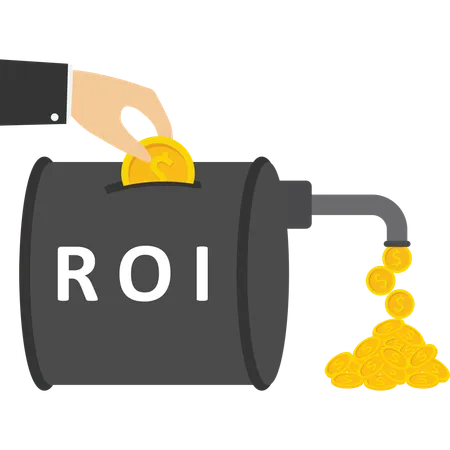 Mesure de la performance du retour sur investissement à partir des coûts investis et de l'efficacité des bénéfices  Illustration