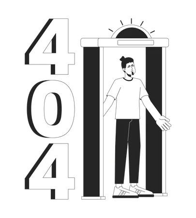 Metal Detector Go Off At Airport Black White Error 404 Flash Message Man In Security Gate Monochrome Empty State Ui Design Page Not Found Popup Cartoon Image Vector Flat Outline Illustration Illustration