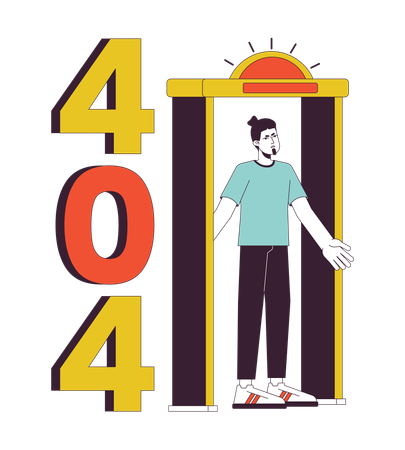 Metal detector go off at airport error 404  Illustration