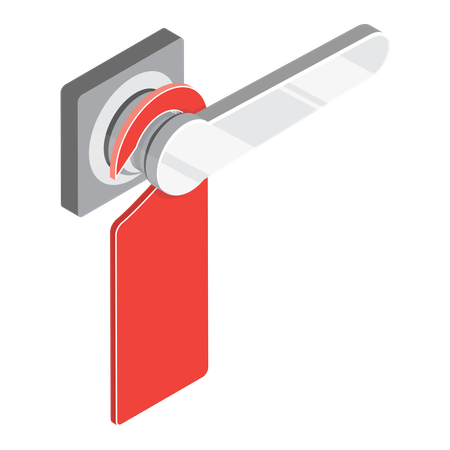 Metal door handle with red tag  Illustration