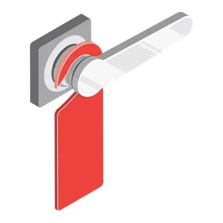 Metal door handle with red tag  Illustration