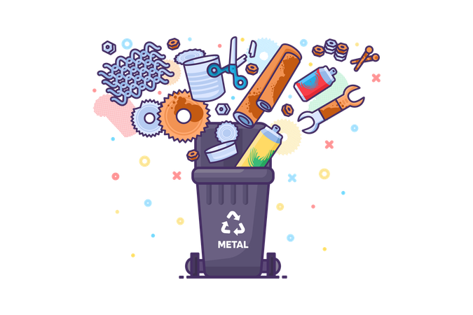 Metal Waste Recycling  일러스트레이션