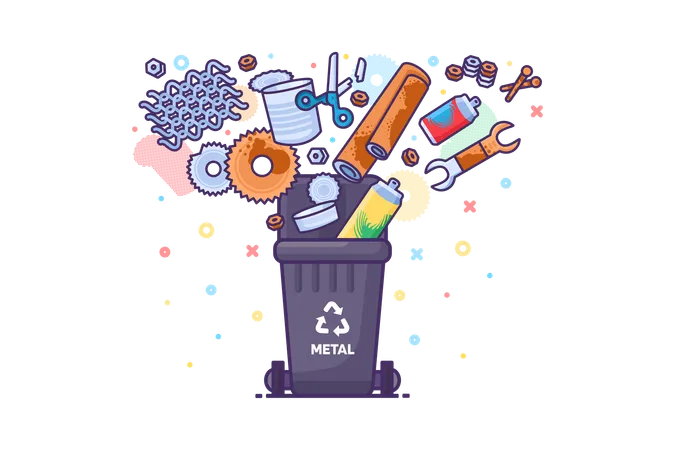 Metal Waste Recycling  일러스트레이션