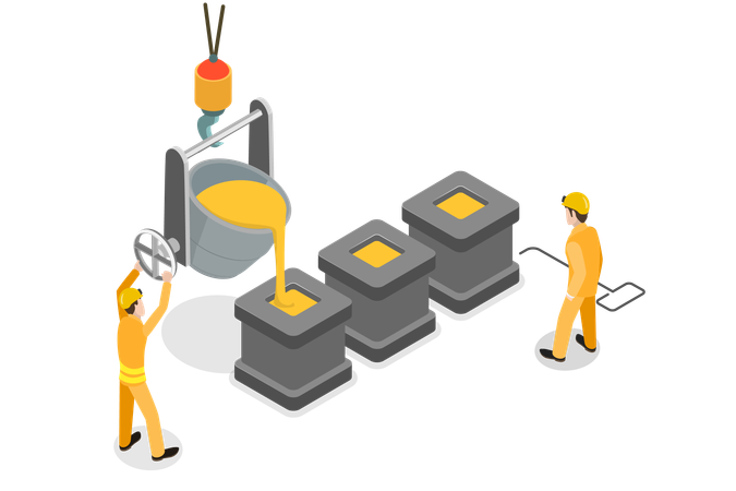 Metallurgy Industry with Smelters and Furnaces  Illustration