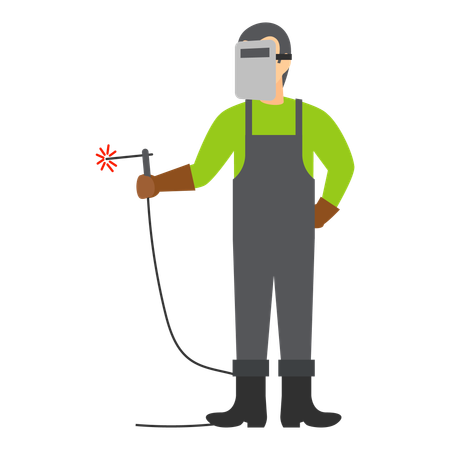 Metalwork in action with arc welder  Illustration
