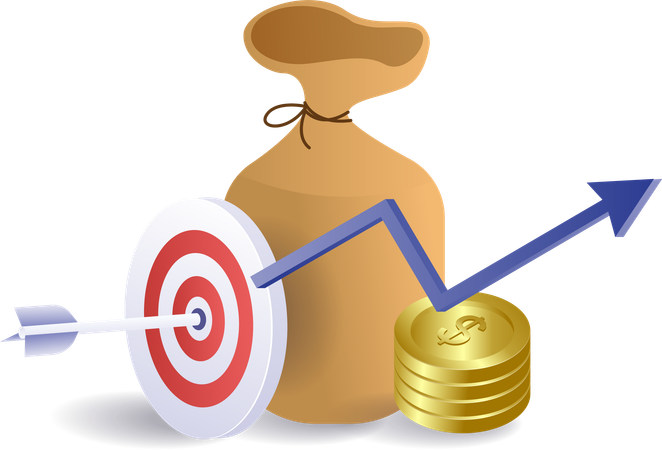 Crescimento de metas de negócios financeiros  Ilustração