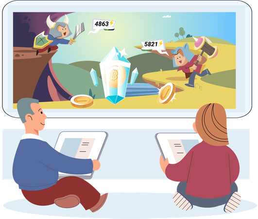Metaverse game finance technology  Illustration