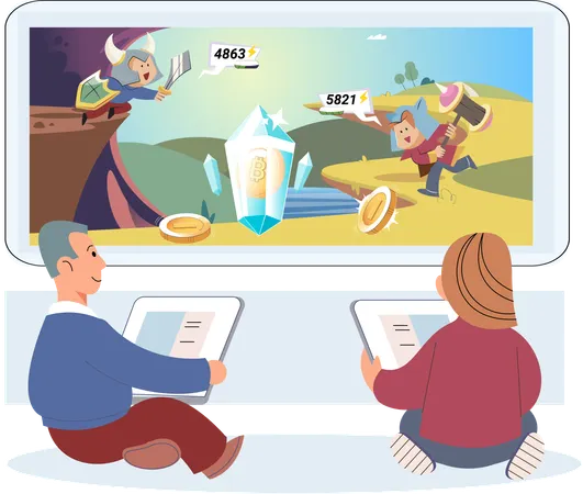 Metaverse game finance technology  Illustration