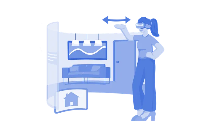 Virtual Home Tour Illustration Concept On White Background Illustration