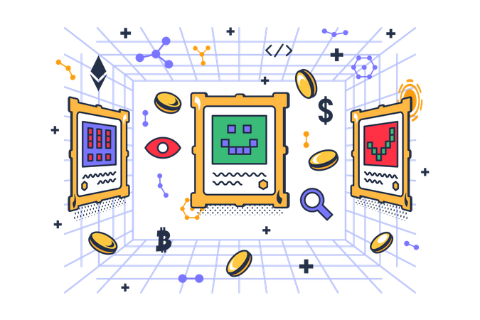 Metaverse nft virtual gallery  Illustration