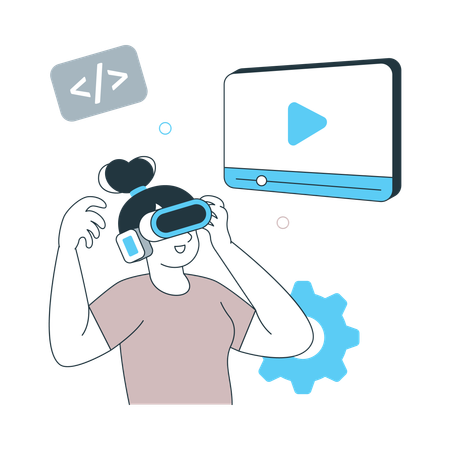 Metaverse Software Developer watching video  Illustration
