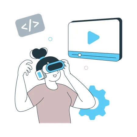 Metaverse Software Developer watching video  Illustration