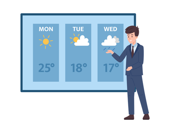Meteorologe professionelle Studien und Vorhersagen Wetter  Illustration