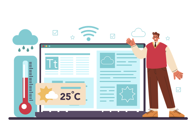 Meteorologist checking Weather  Illustration