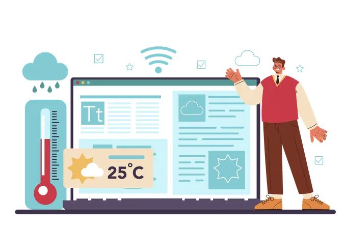 Meteorologist checking Weather  Illustration