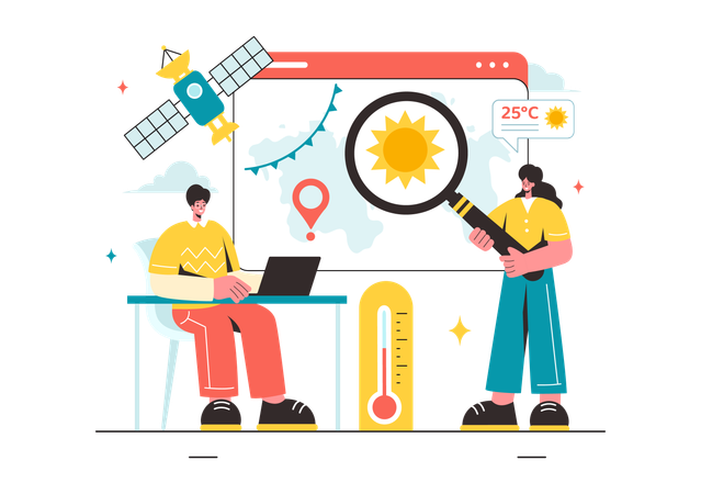 Meteorologist presenting weather data  Illustration