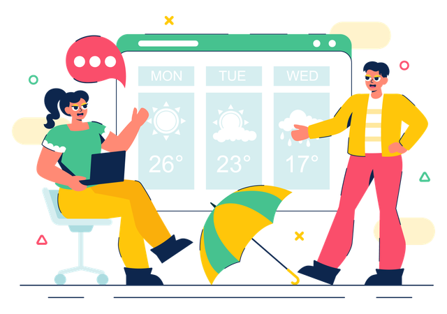 Meteorologist team doing weather analysis  Illustration
