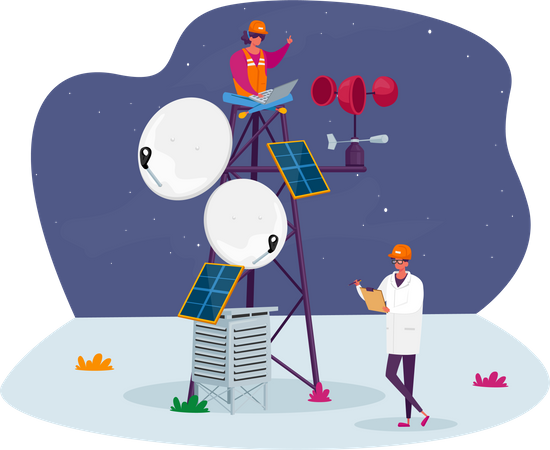 Meteorology Science and Modern Technologies for Weather Forecast  Illustration