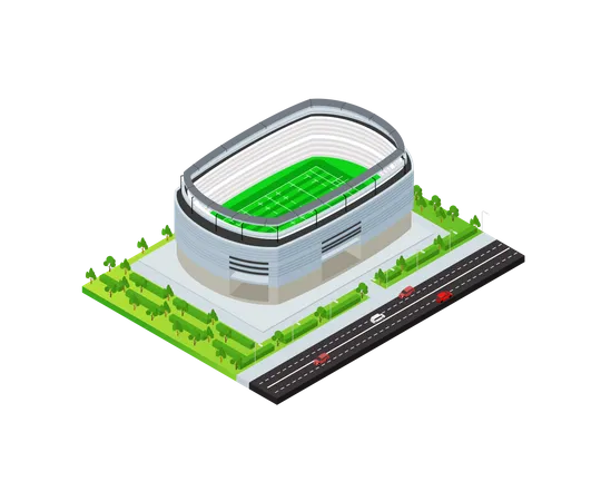 Isometric Style Illustration Of A Football Stadium Illustration