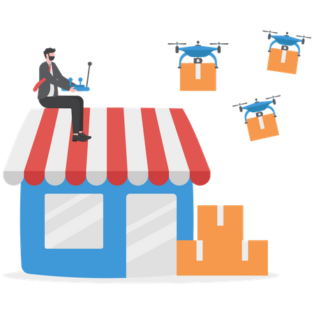 Método de negócio de envio direto por meio de entrega por drone  Ilustração