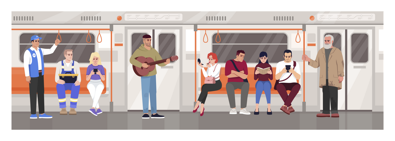 Metro crowd  Illustration