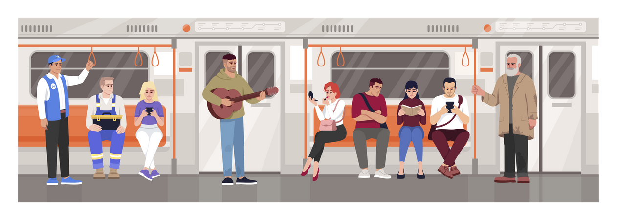 Foule du métro  Illustration