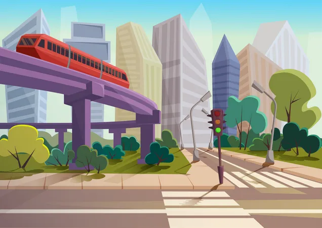 Metro in the city  Illustration