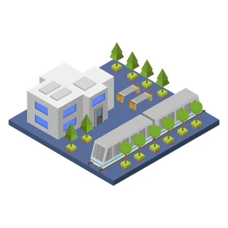 Metro train station Illustration