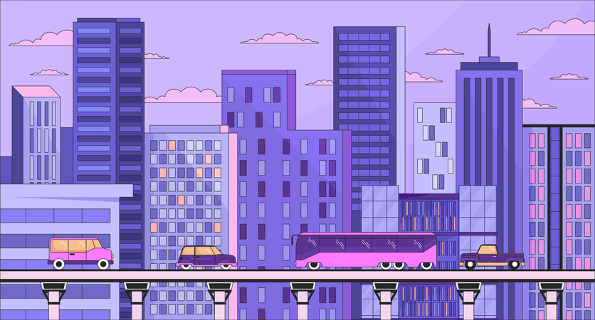 Metrópolis vespertina  Ilustración