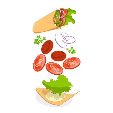 Mexican cheese wrap showing ingredients  Illustration