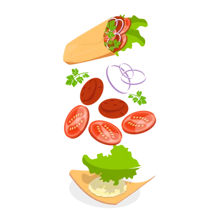 Mexican cheese wrap showing ingredients  Illustration