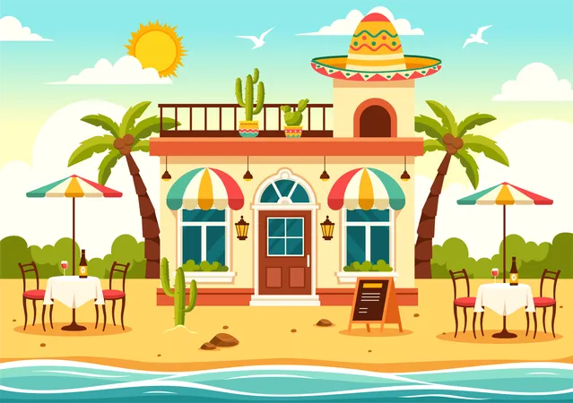 Mexican Food Restaurant  Illustration
