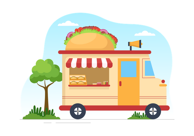 Mexican food truck Illustration