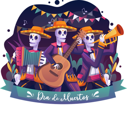Mexican Halloween Holiday Party Illustration