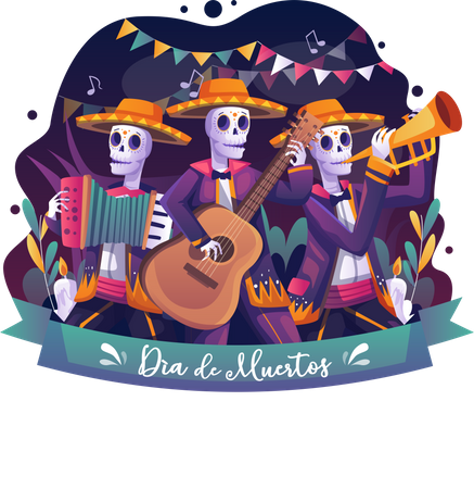 Mexican Halloween Holiday Party  Illustration