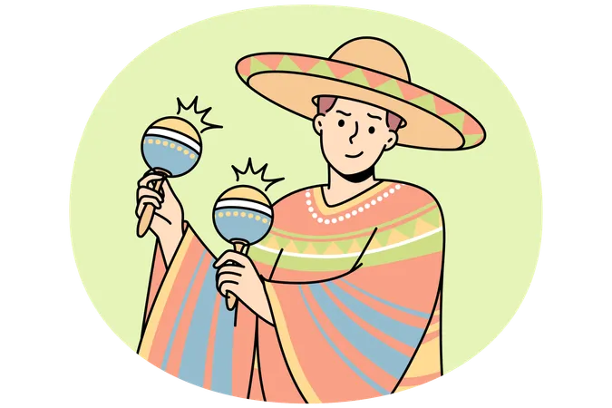 Mexican man in national costume  Illustration