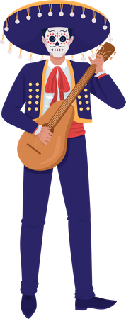 Mexican musician playing guitar  Illustration
