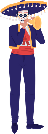Mexican musician with trumpet  Illustration