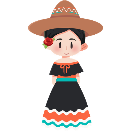 Niña huipil (maya) de México  Ilustración