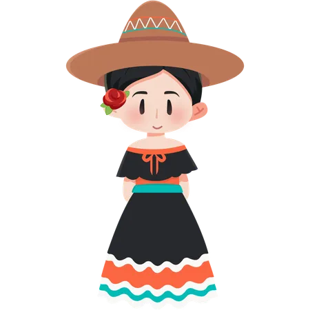 Niña huipil (maya) de México  Ilustración