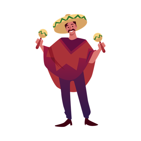 Mexikanischer Musiker spielt Maracas  Illustration