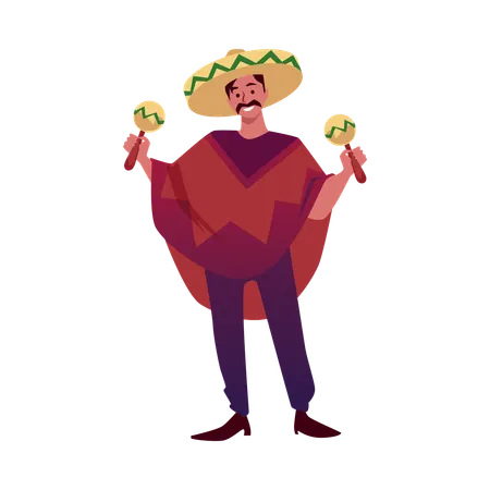 Mexikanischer Musiker spielt Maracas  Illustration