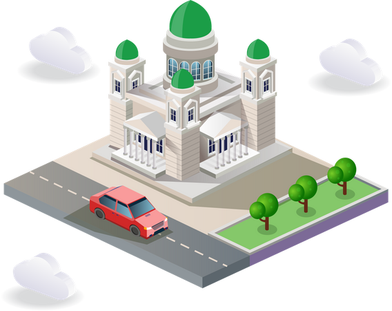 Mezquita al costado de la carretera  Ilustración