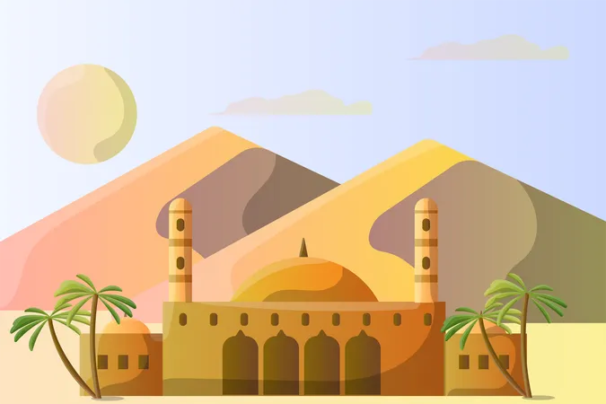 Vector Mezquita De Muhammad Ali Egipto Ilustracion Paisaje Para Un Atraccion Turistica Ilustración