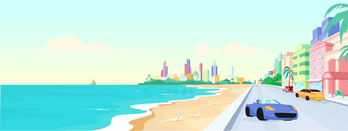 Playa de Miami durante el día  Ilustración