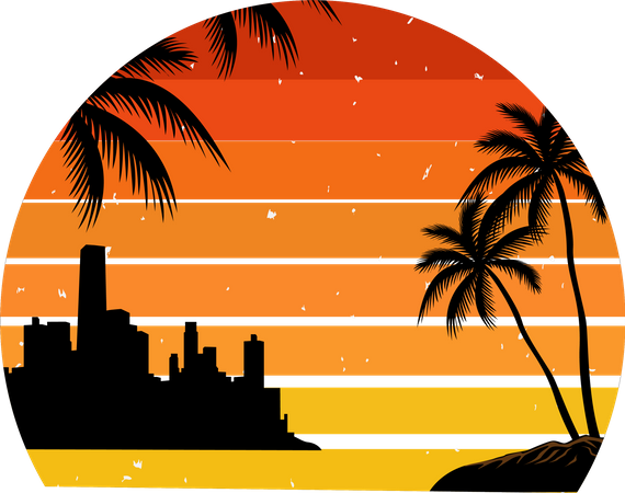 Coucher de soleil à Miami  Illustration